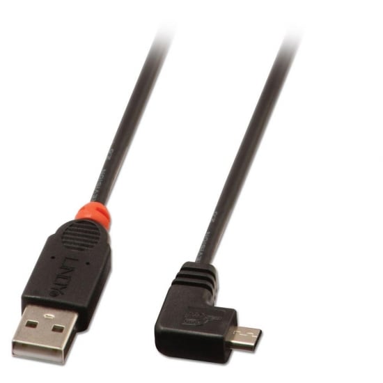 2m Usb 20 Cable Type A To Micro B Cable 90 Degree Right Angle From Lindy Uk 8701