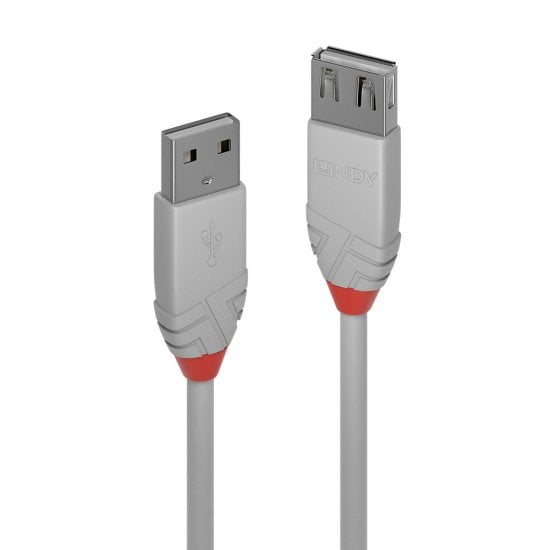 0.2m USB 2.0 Type A Extension Cable, Anthra Line, Grey