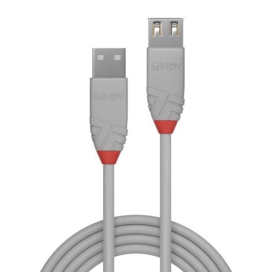 0.2m USB 2.0 Type A Extension Cable, Anthra Line, Grey