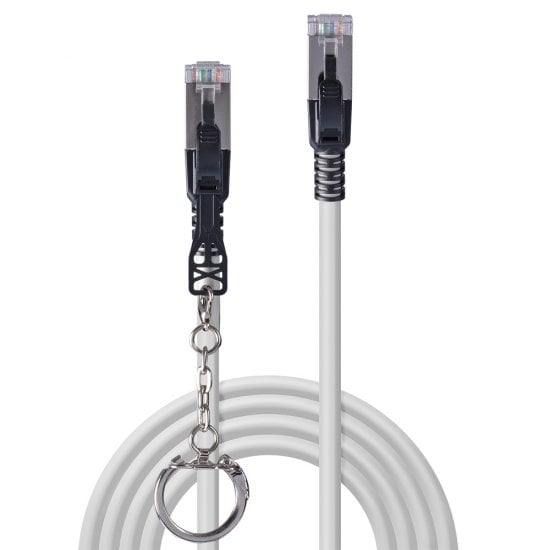 0.3m Cat.6A S/FTP Locking Network Cable, Grey