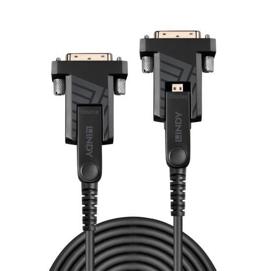 100m Fibre Optic Hybrid Micro-HDMI 18G Cable with Detachable HDMI & DVI Connectors