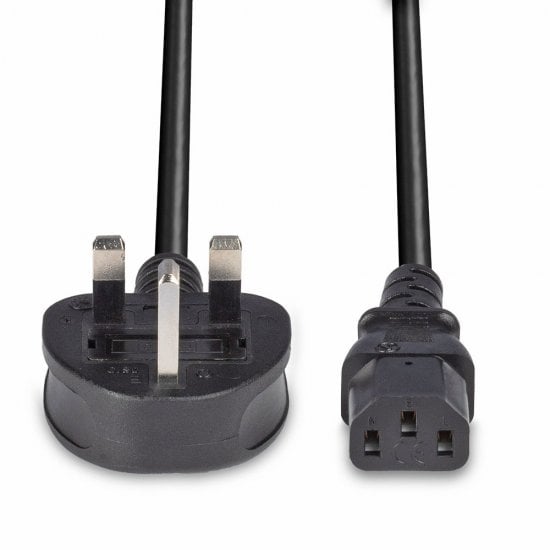 15m UK 3 Pin Plug to IEC C13 mains power Cable, Black