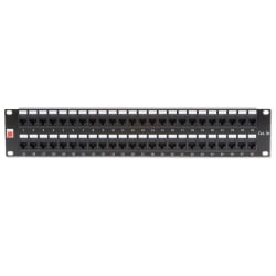 19" CAT5e 2U 48 Port RJ-45 Patch Panel, Unshielded, Black