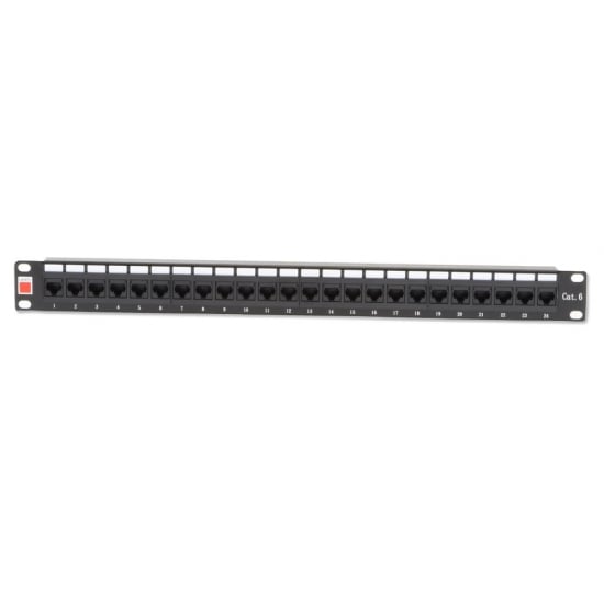 19" CAT6 1U 24 Port RJ-45 Patch Panel, Unshielded, Black