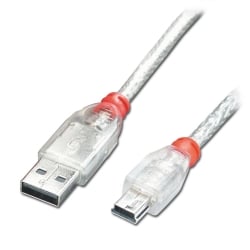 1m USB 2.0 Cable - Type A To Mini-B, Transparent