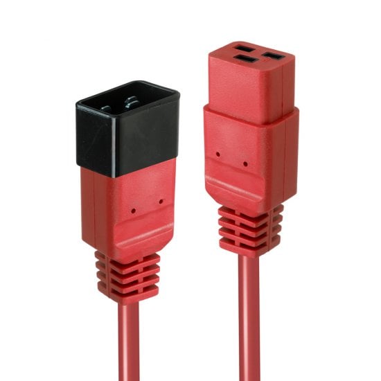 2m IEC C19 to C20 Extension Cable, Red