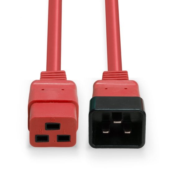 2m IEC C19 to C20 Extension Cable, Red