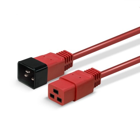 2m IEC C19 to C20 Extension Cable, Red