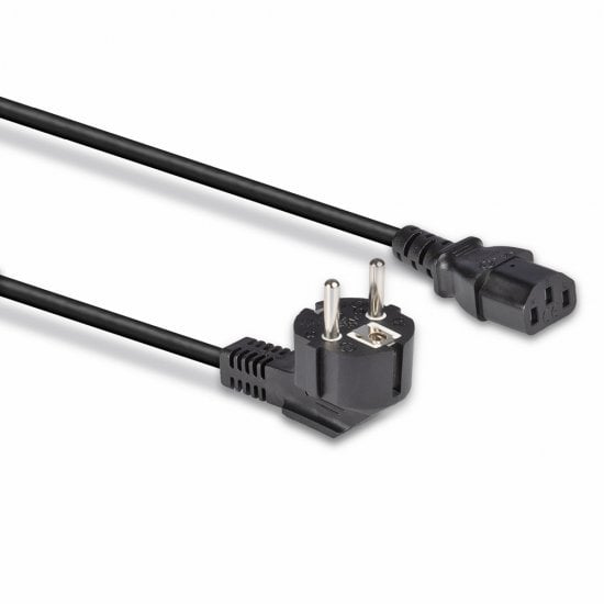 2m Schuko 2 Pin Plug to IEC C13 Power Cable, Black