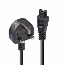 2m UK 3 Pin to C5 Mains Cable, lead free