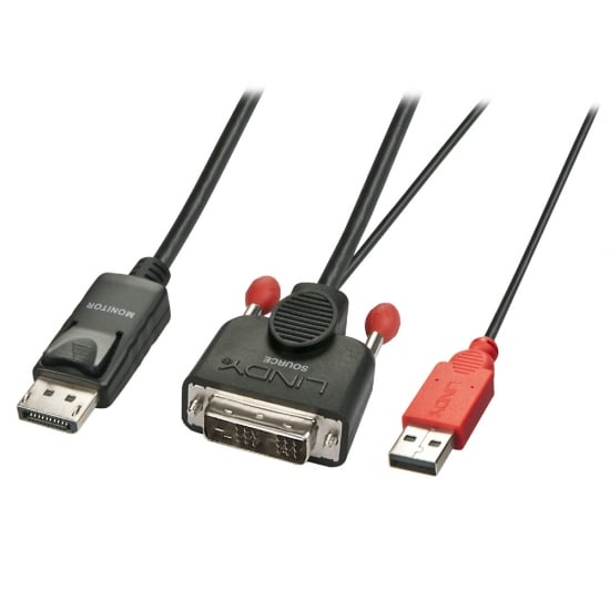 3m DVI-D (with USB) to DP Active Adapter Cable, Black