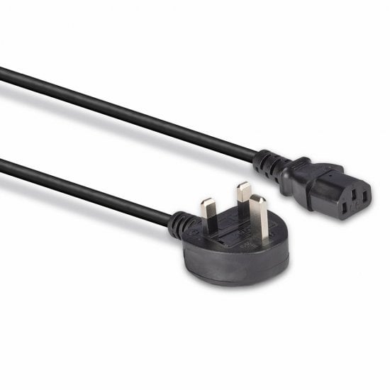 3m UK 3 Pin Plug To IEC C13 Mains Power Cable, Black