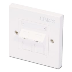 CAT5e Single Wall Plate with 2 x Angled RJ-45 Shuttered Socket, Unshielded