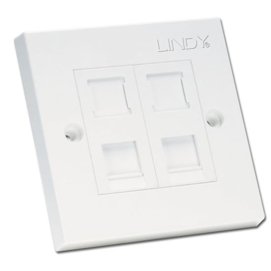 CAT6 Single Wall Plate with 2 x RJ-45 Shuttered Socket, Unshielded