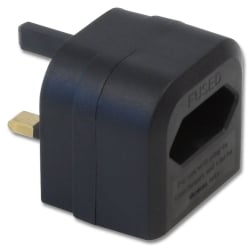 Euro Transformer to UK Adapter Plug, Black