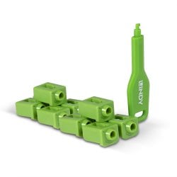 SFP Port Locks Green, 10x + 1 Key