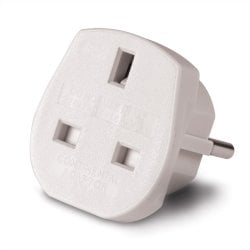 UK to Euro Adapter Travel Plug, White